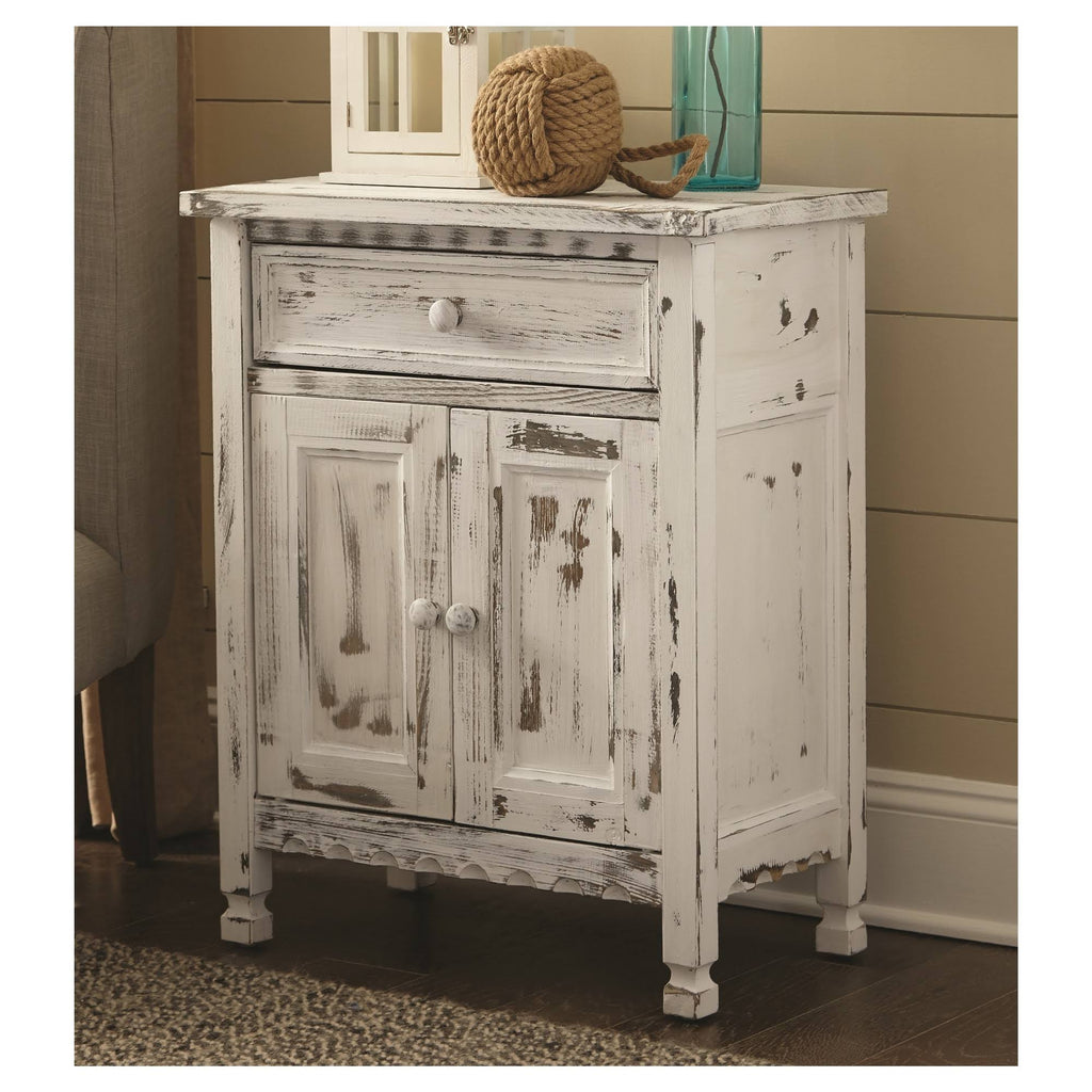 White Antique Accent Cabinet T403