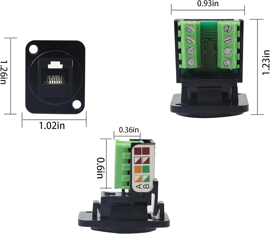Black RJ45 Panel Mount Keystone Jack M519