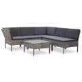 6 Piece Gray Poly Rattan Outdoor Sectional Set with Side Table W201