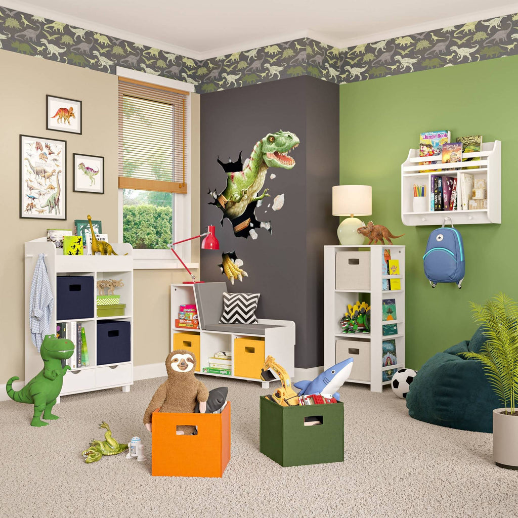White Kids Cubby Storage Cabinet with Bookrack G5405