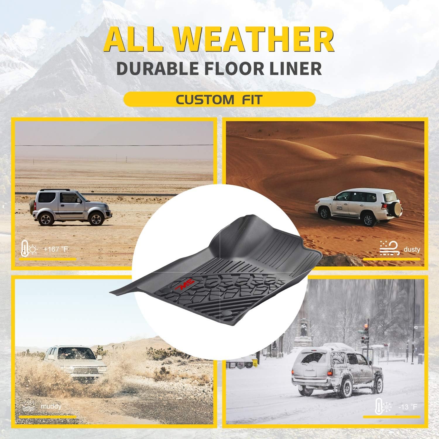 TPE All Weather Custom Fit Floor Liner and Cargo Mats Black A24480