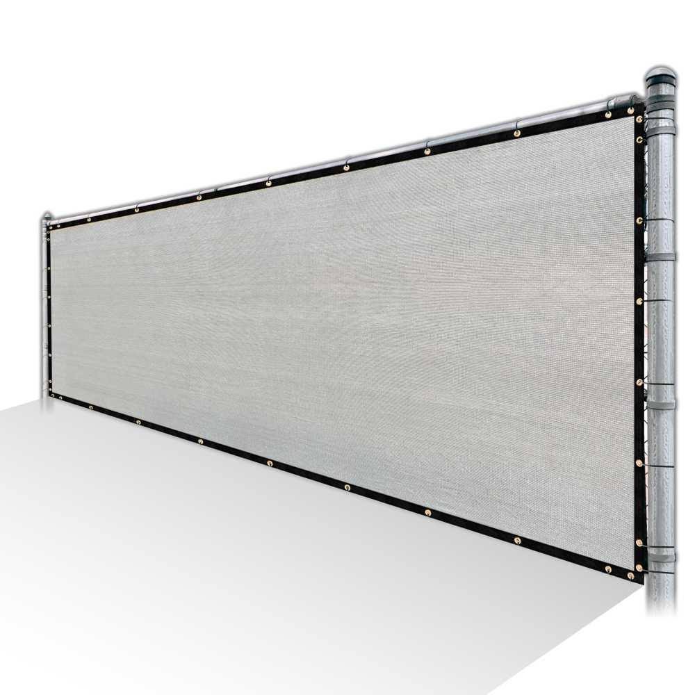 Grey Privacy Fence Screen HDPE Mesh Windscreen with Reinforced Grommets E708