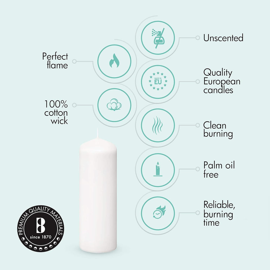 White Pillar Candles Set of 20 Unscented Dripless O21276