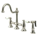Brushed Nickel Bridge Kitchen Faucet with Brass Sprayer Y64815