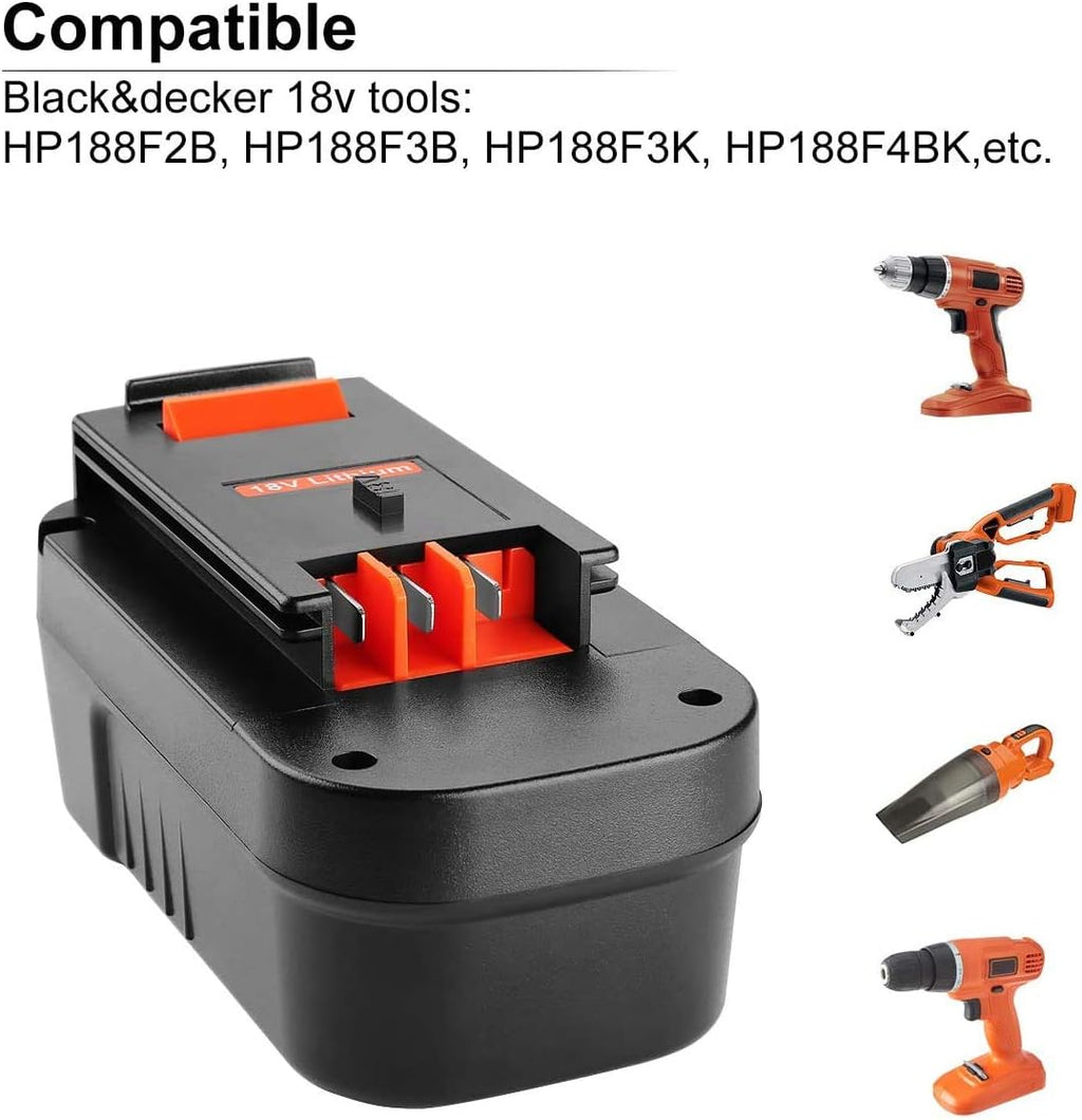 2 Pack 4.0Ah Lithium Battery for Black and Decker 18V Firestorm Battery, Charger Included W957771