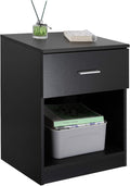 Black Nightstand with 1 Drawer and Shelf C80743