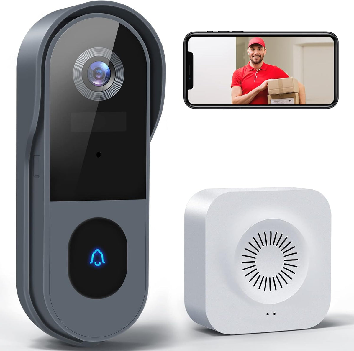 1080P FHD WiFi Video Doorbell Camera with Chime, Pack of 2 U955
