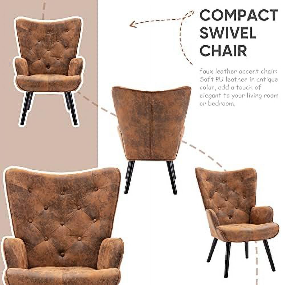 Brow Microfiber Cushioned Wingback Armchairs Set Q980