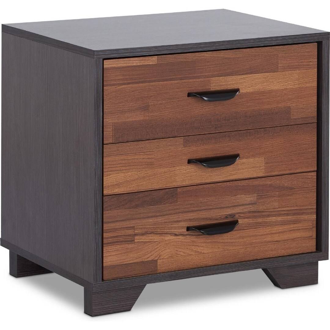 Walnut Espresso 3-Drawer Night Table V2680