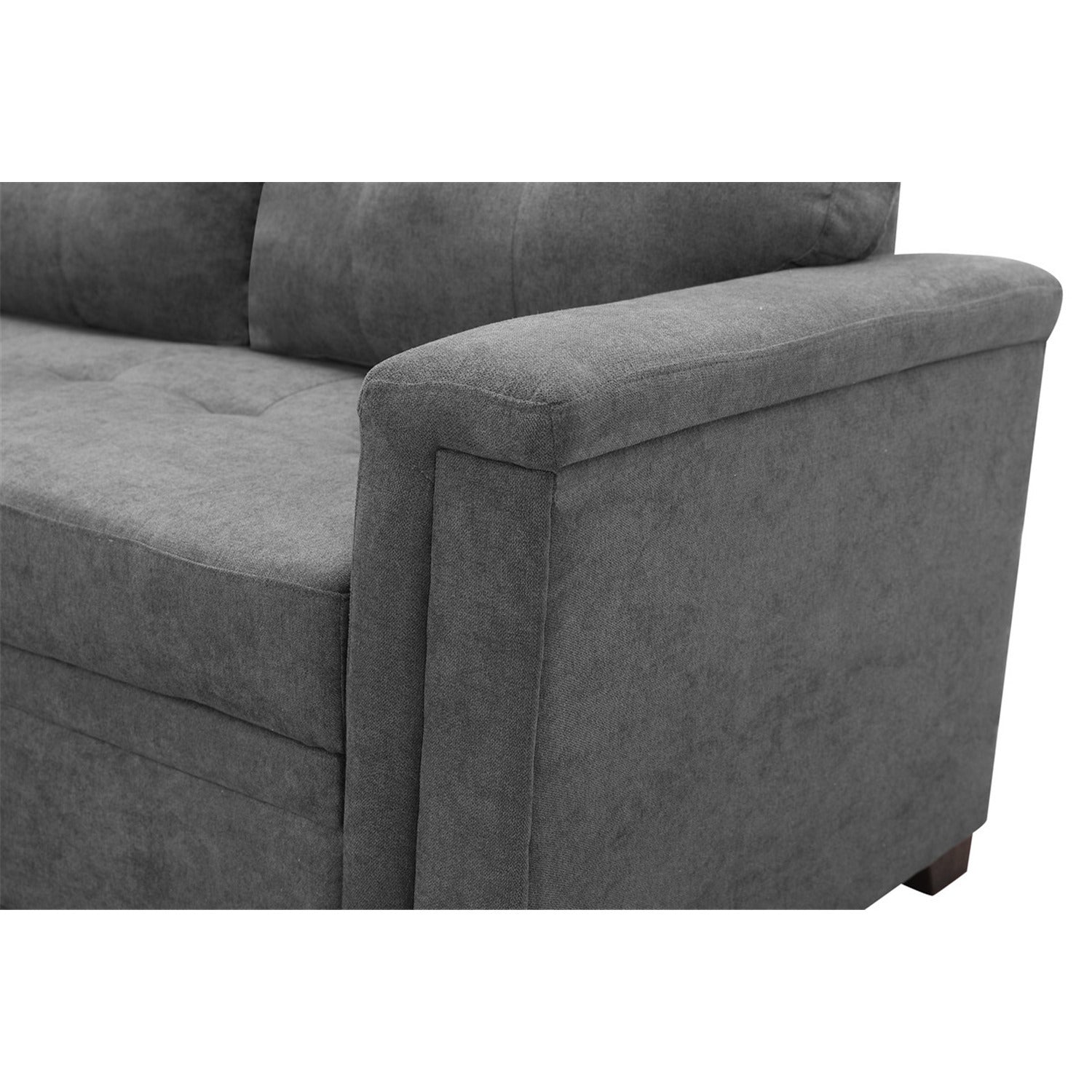Gray Woven Fabric Sleeper Sectional Sofa Chaise with USB Charger and Tablet Pocket H421
