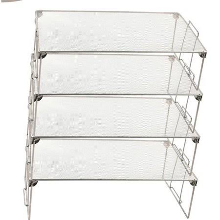 Stackable Mesh Shelving Rack (Set of 4), Silver O277331