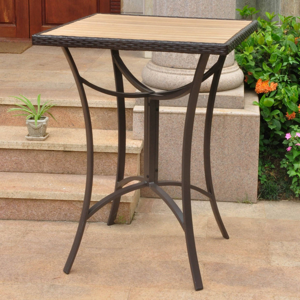 Black Antique Resin Wicker Aluminum Bar Table Q290595
