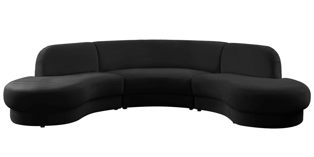Black Velvet Sectional Sofa V504392