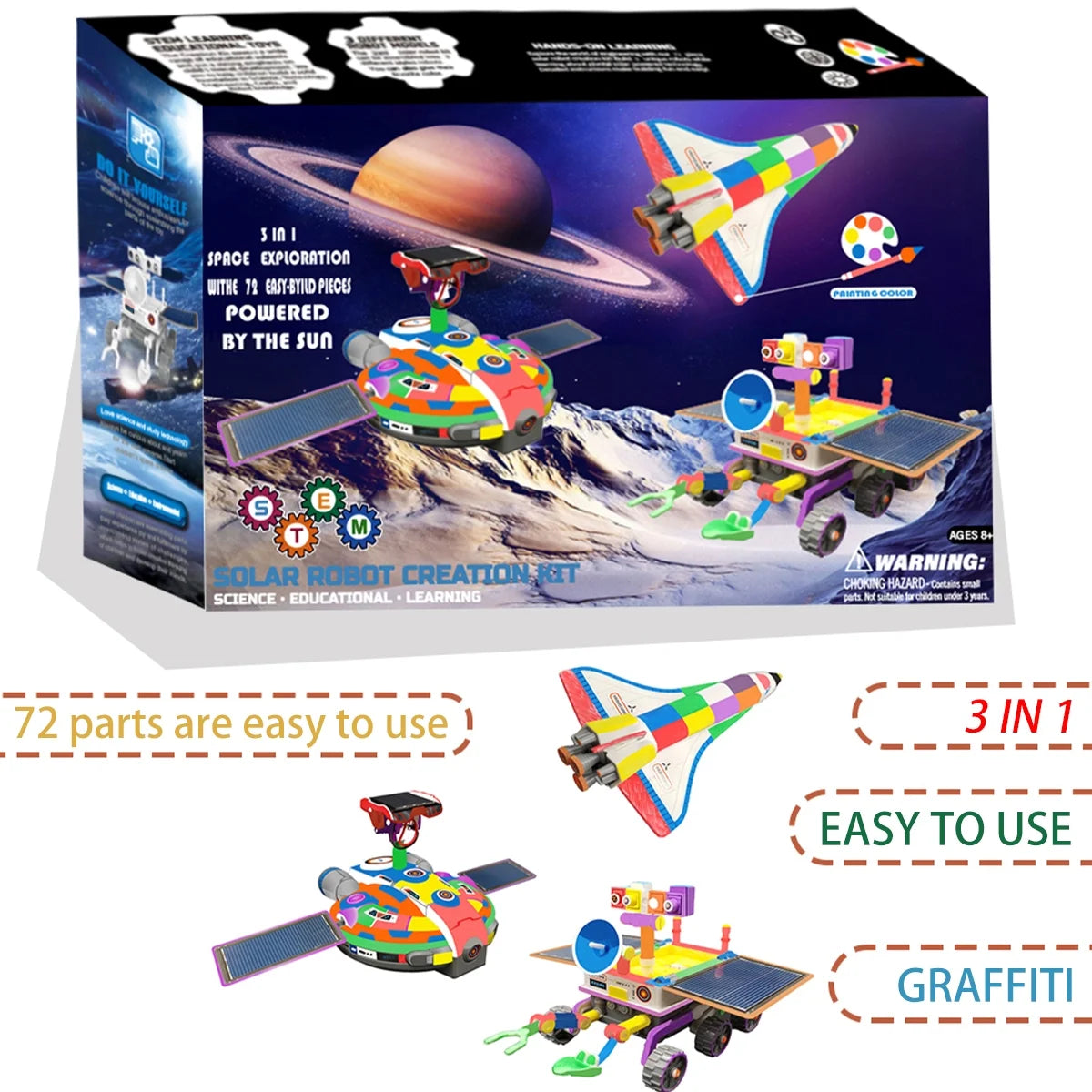 Solar Robot Kit 3 In 1 DIY Science Experiments Toy S51814