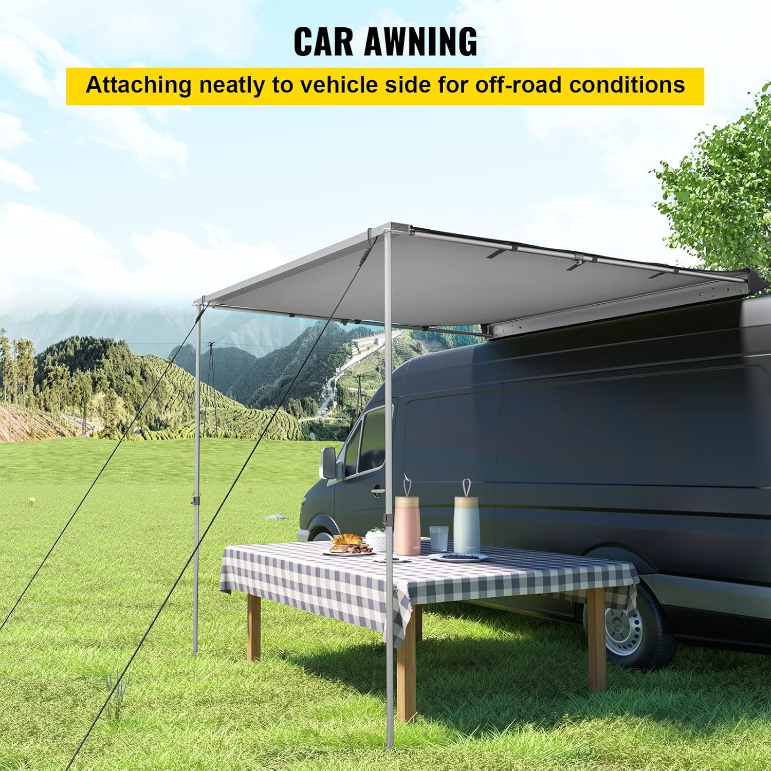 Grey 6'x6' Retractable Vehicle Awning with Carry Bag R21741