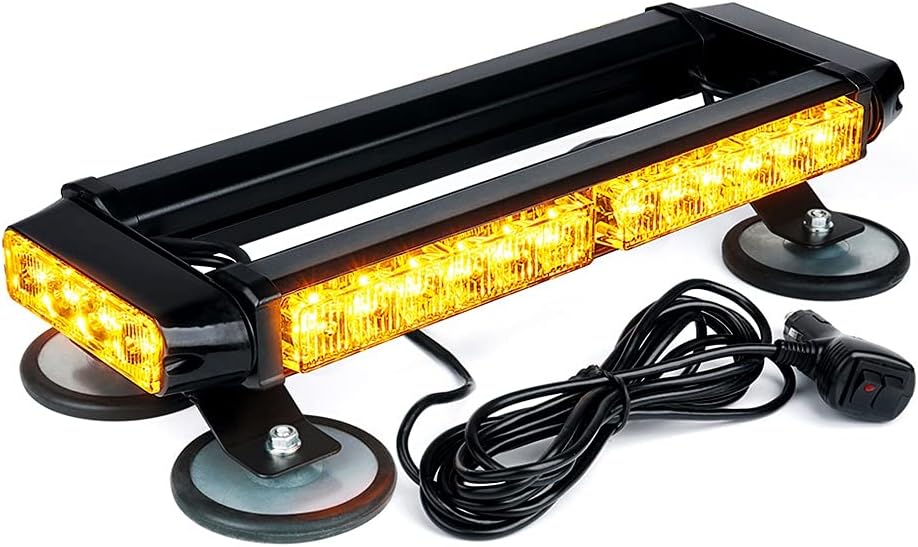 Amber White 32 LED Strobe Light Bar with Magnetic Base, Pack of 2 J590