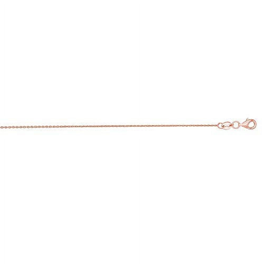 14k Rose Gold 0.6mm Shiny Round Cable Chain Necklace, 18 Inches W43579