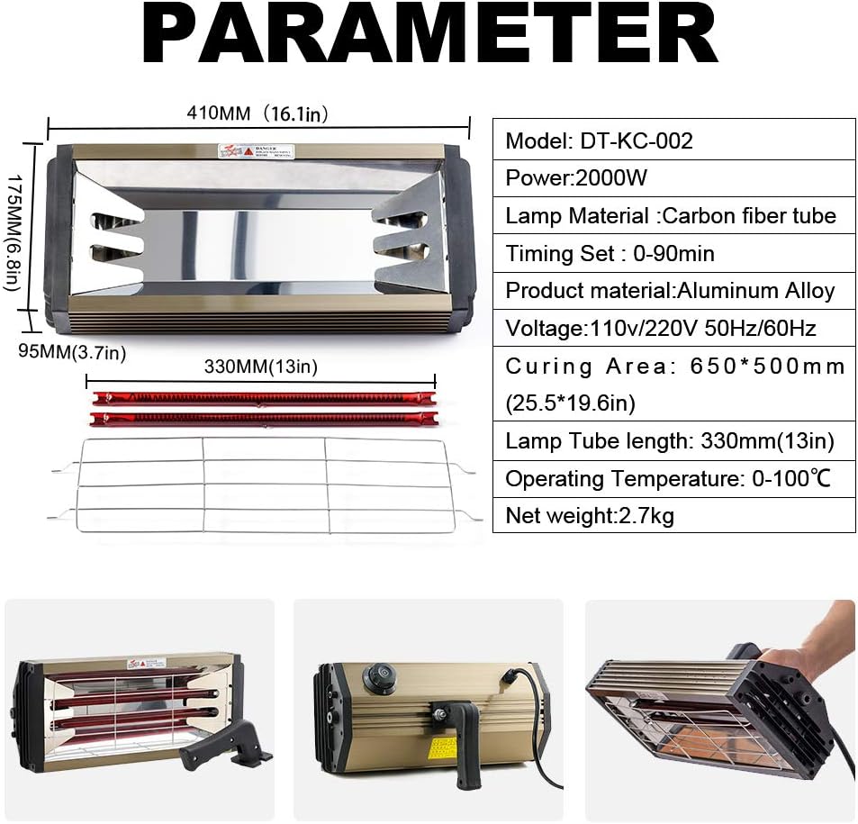 2000W Shortwave Infrared Paint Curing Lamp with Bracket Z4678