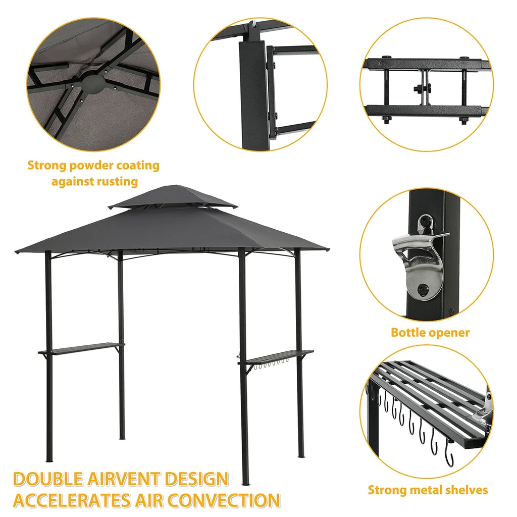 Grey Outdoor Grill Gazebo 8 X 5 Ft W6833