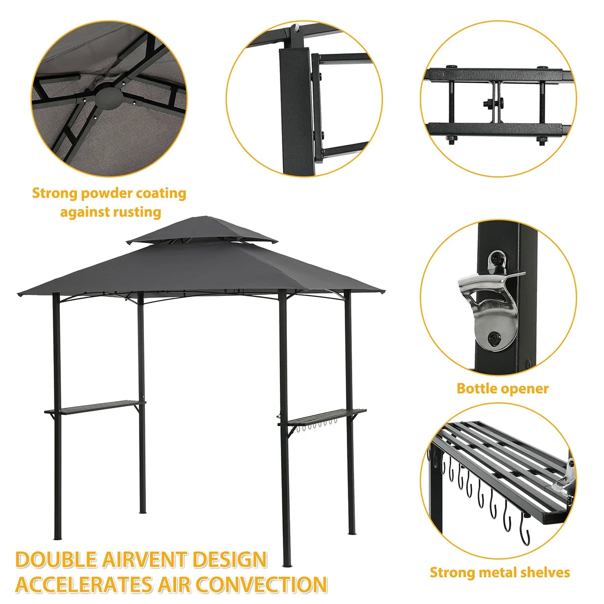 Grey Outdoor Grill Gazebo 8 X 5 Ft W6833
