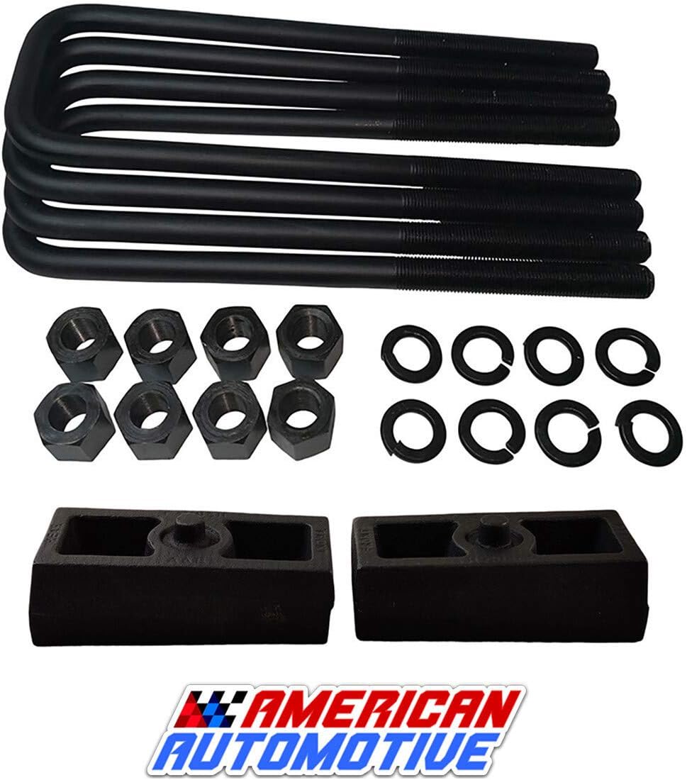 3 Rear Suspension Lift Solid Cast Iron Blocks Extra Long 12.5 Square Leaf Spring Axle U Bolts W827449