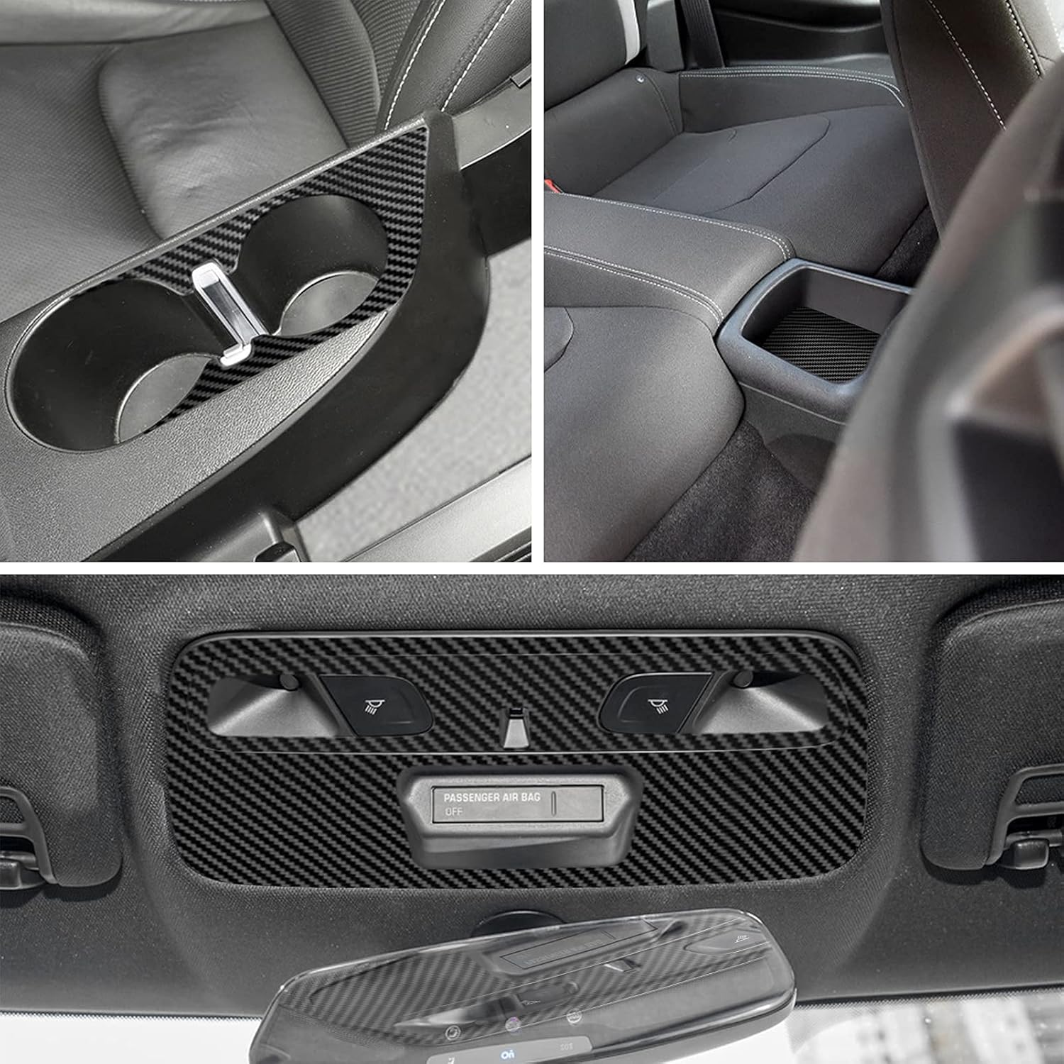 Carbon Fiber Texture Vinyl Wrap Center Console Dashboard Cover for Chevrolet Camaro 28PCS Black Y1866