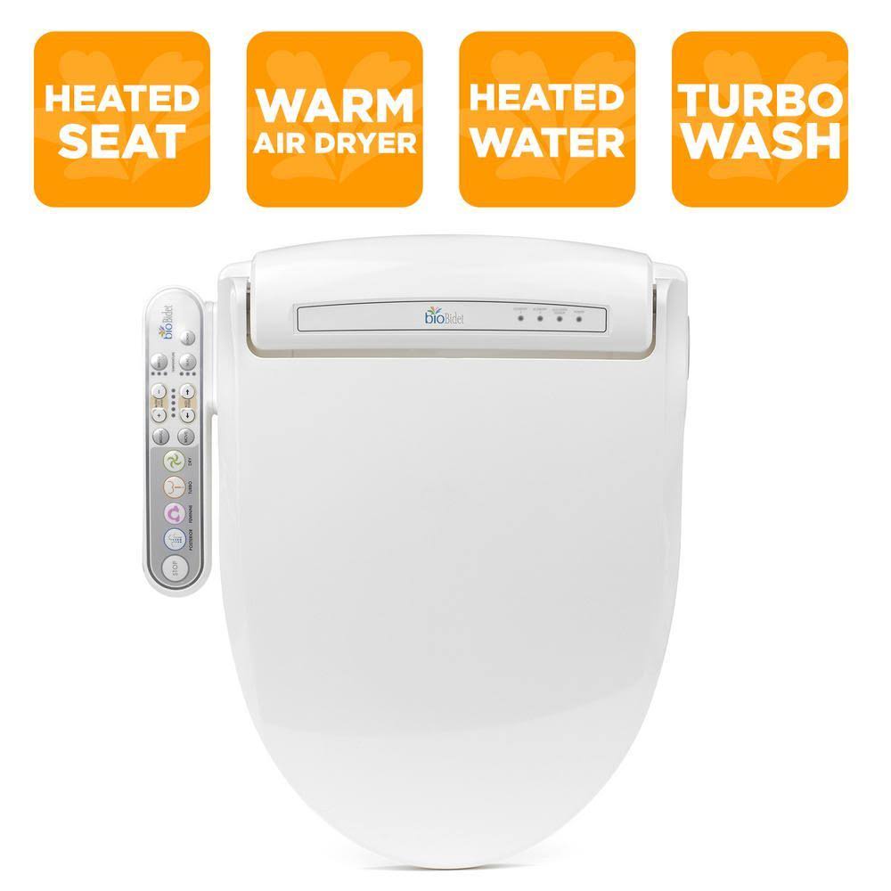White Elongated Slow-Close Heated Bidet Toilet Seat A249257