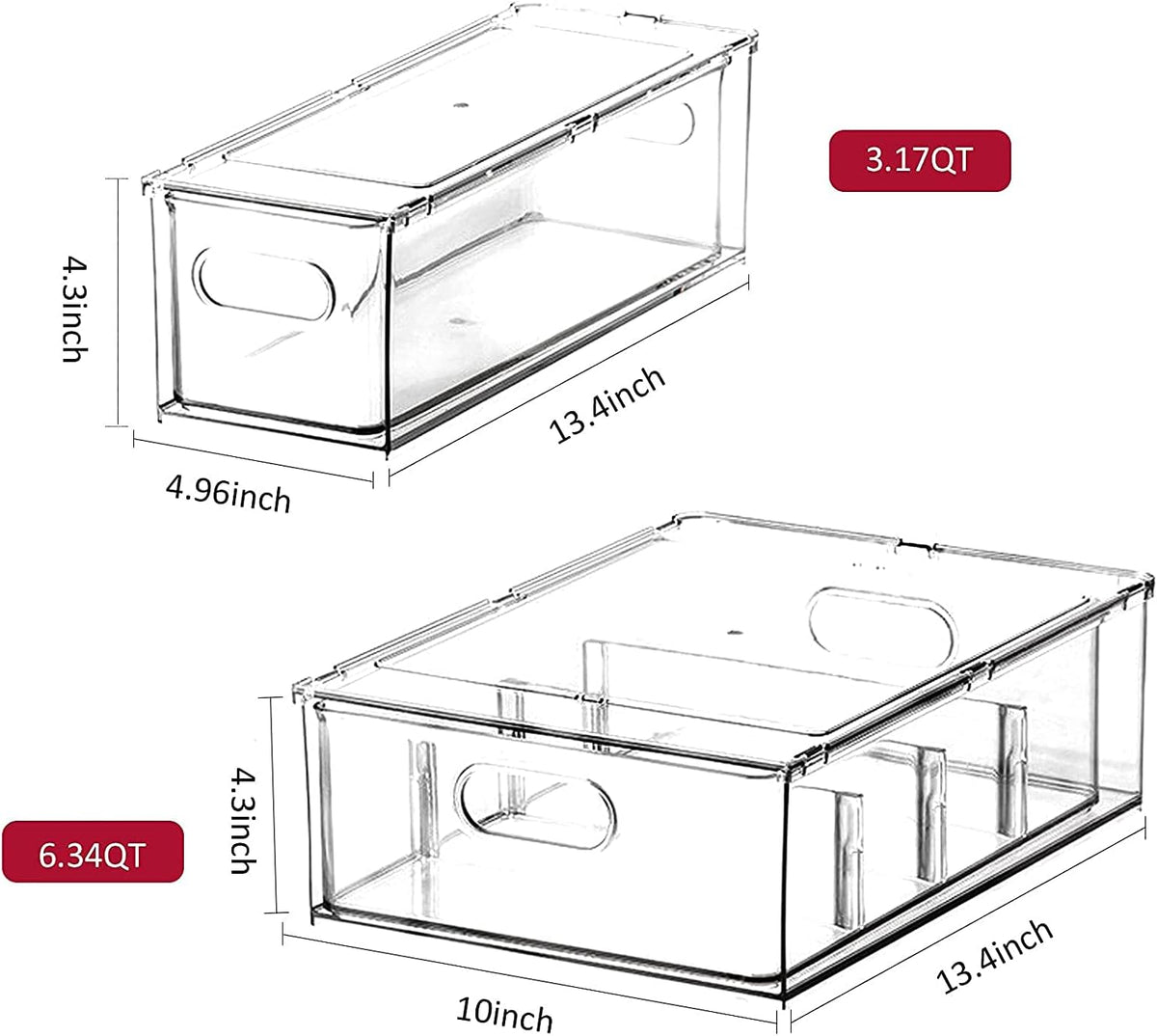 3 Pack Refrigerator Organizer Bins with Pull-out Drawer V449