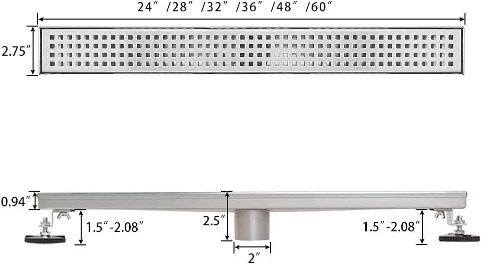 Brushed 304 Stainless Steel Linear Shower Drain 24 inch, Pack of 2 J982924