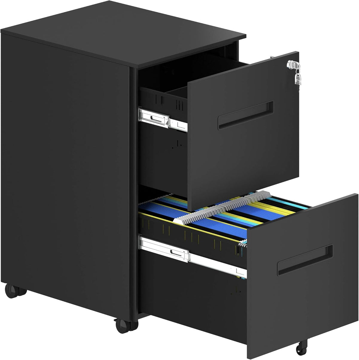 Gray and White 2-Drawer Metal File Cabinet Q83729