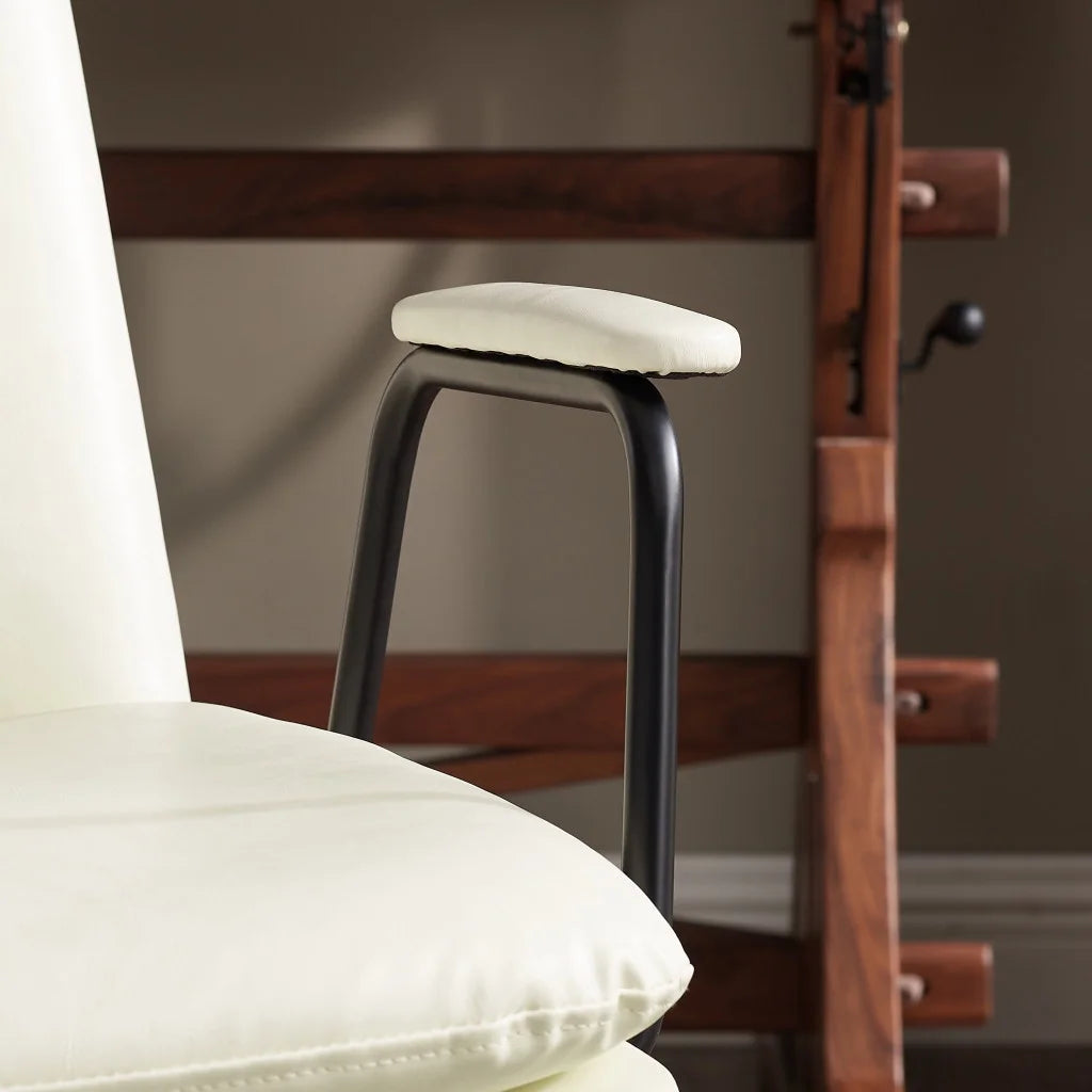 Off White Faux Leather Swivel Arm Chair P2763