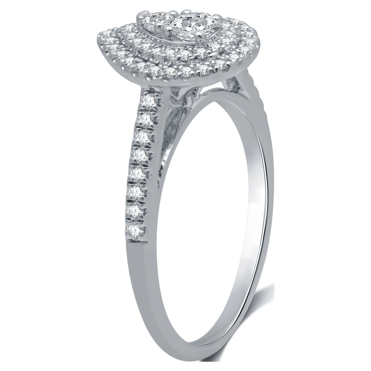 Pear Halo Diamond 10 Kt White Gold Engagement Ring N705