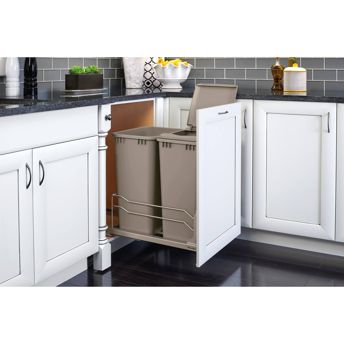 Double 35 qt. Pull-Out Silver Waste Container H138343