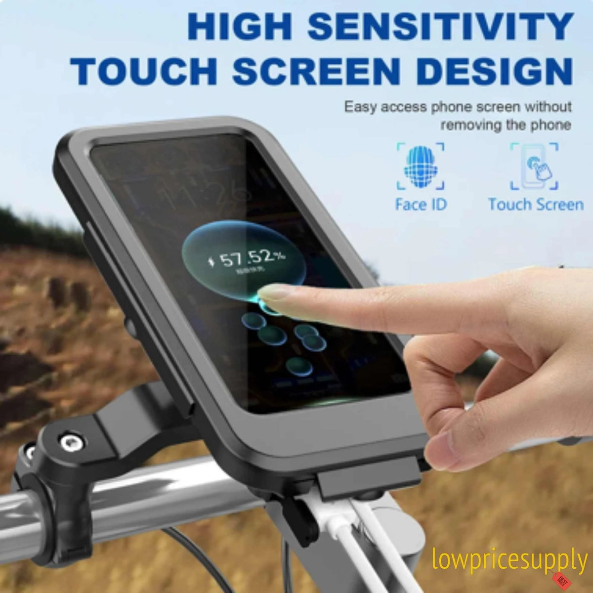 Motorcycle Phone Holder with 15W Wireless Charging and USB-C, 5000mAh Power Bank, ABS Plastic M209