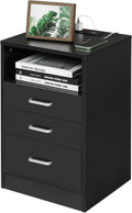 Black 3 Drawer Wood Nightstand with USB Port A940