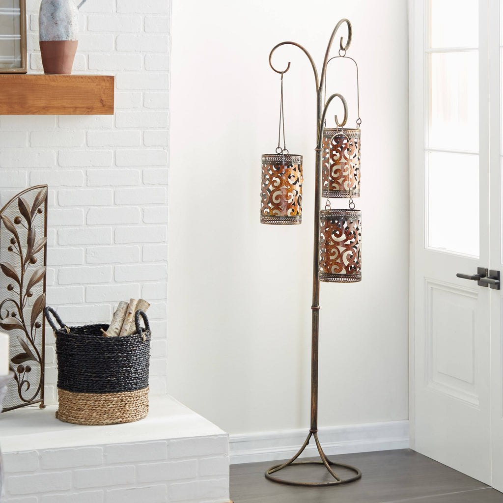 Metal Floor Candle Lantern C458