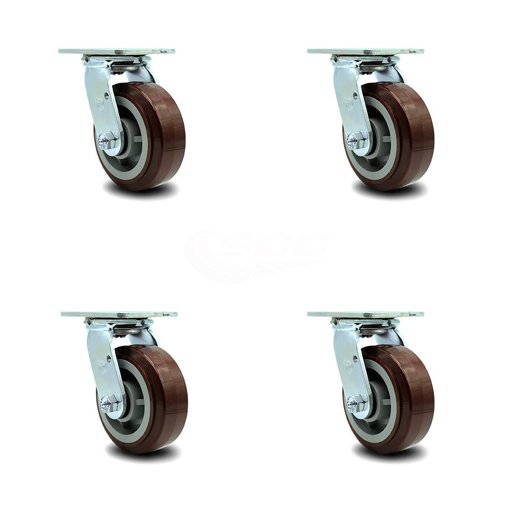 Heavy Duty Swivel Caster, Non-Marking Polyurethane Wheel, 8 Size Pack of 2 E912897