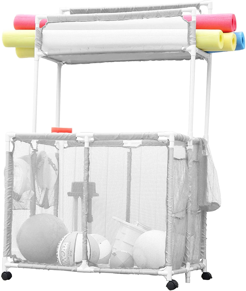 Extra-Large White Mesh Rolling Storage Organizer Bin L964