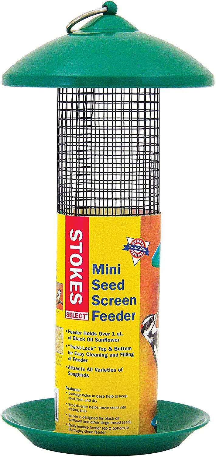 Green Mini Mesh Screen Bird Feeder with Metal Roof Y622