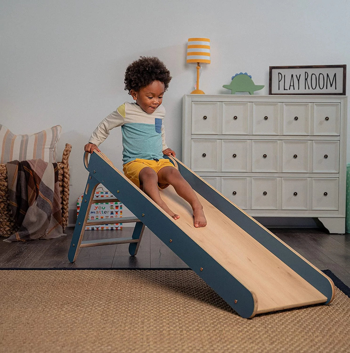 Blue Wooden Folding Kids Slip and Slide Playset T4017