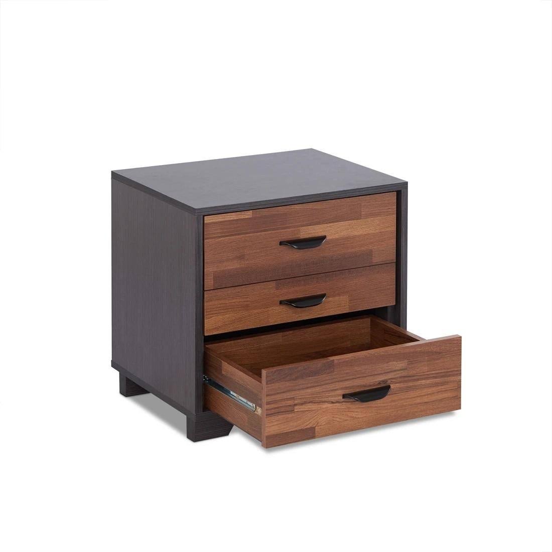 Walnut Espresso 3-Drawer Night Table V2680