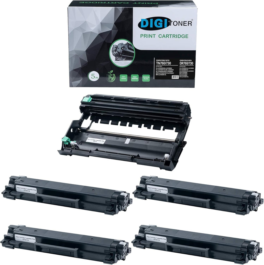 Black High Yield Drum and Toner Cartridge 1+4Pack Q72090