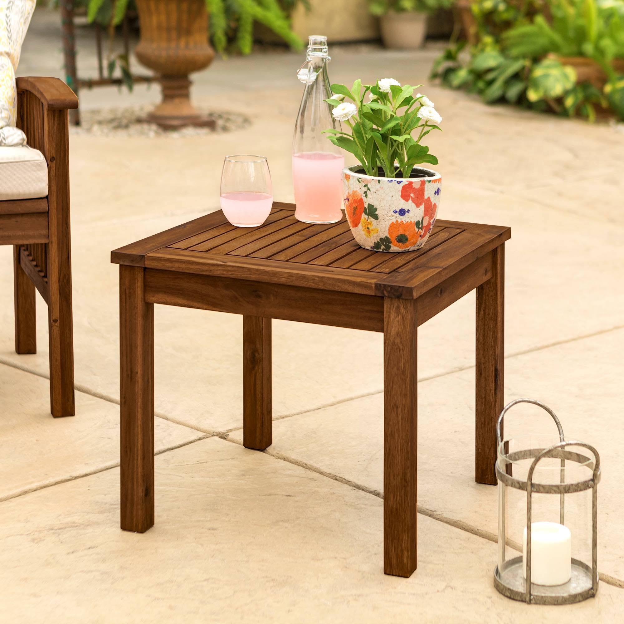 3PC Acacia Wood Patio Chairs and Side Table Espresso Brown G887516