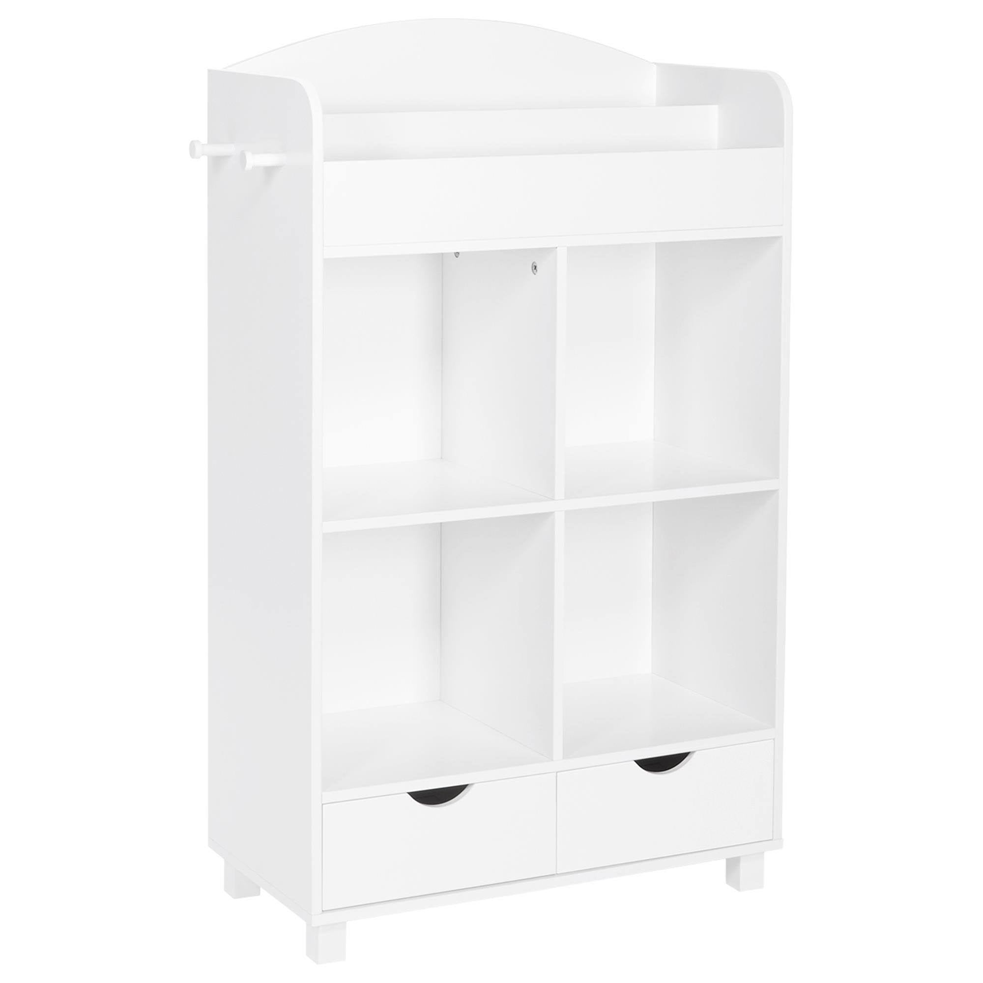 White Kids Cubby Storage Cabinet with Bookrack G5405