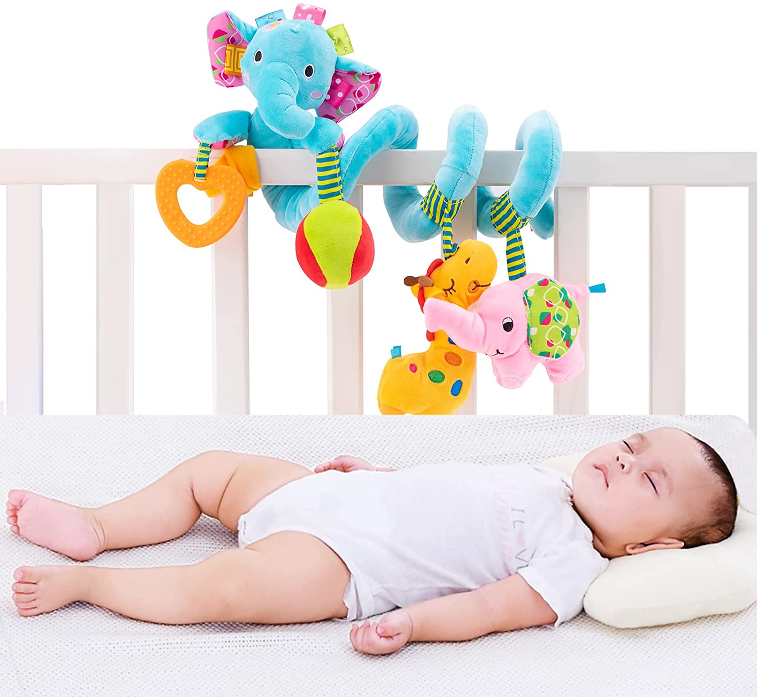 Blue Elephant Hanging Plush Rattle Crib Toy I50747