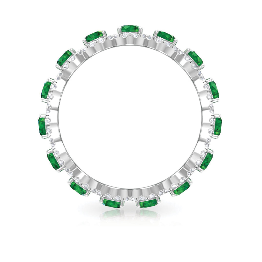3.25 CT Created Emerald and Zircon Eternity Ring, 925 Sterling Silver, US 4.00 I333