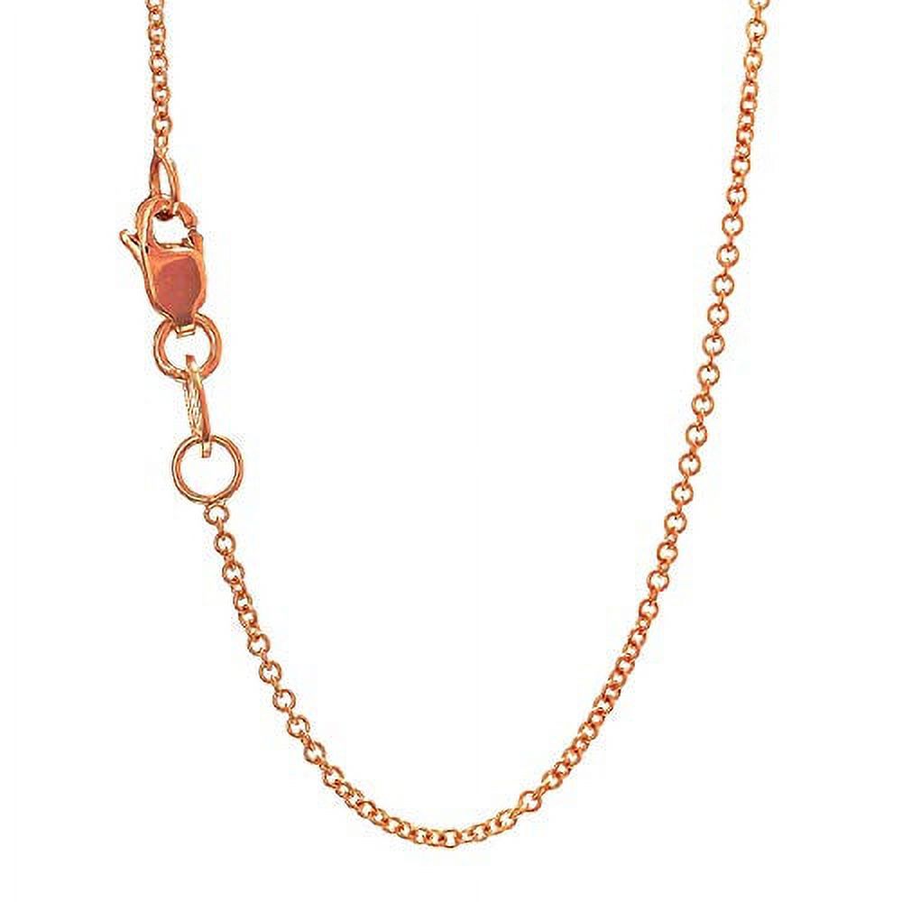 14k Solid Rose Gold 0.7 mm Round Cable Chain Necklace, Lobster Claw Clasp, 16 Inches U827