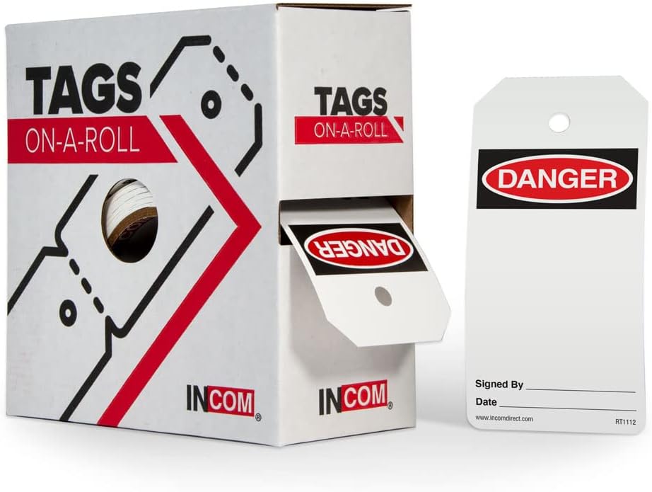 Danger Blank Heavy-Duty Waterproof Tear-Resistant Red/Black On White 6.25 Inches X 3 Inches X 10 Mil Thickness Pack of 2 Lockout Tags On A Roll K30967