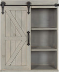 Rustic Brown Wood Wall Storage Cabinet with Sliding Barn Door Z258