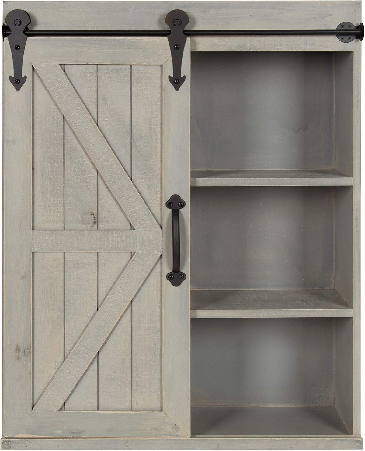 Rustic Brown Wood Wall Storage Cabinet with Sliding Barn Door Z258